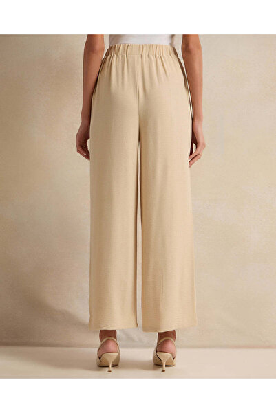 REDTAG Women Beige Plain Wide Leg Trouser