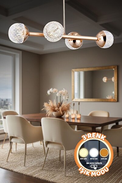 ŞL Şef Light Luxury Modern Tasarım Gold 4'lü 3 Renk (Beyaz Işık -Sarı Işık - ...