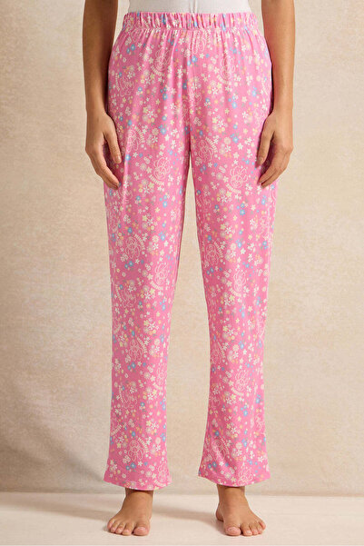 REDTAG Women White And Pink Printed Pyjama Set (2 Piece)