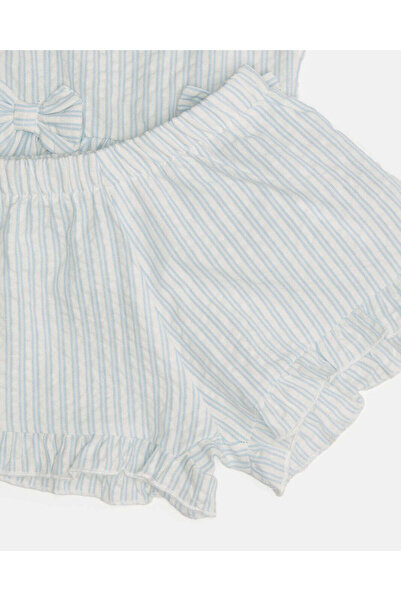 REDTAG Infant Girls White And Blue Striped Set (2 Piece)