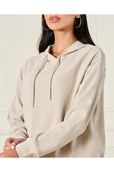 REDTAG Women Beige Hooded Sweatshirt