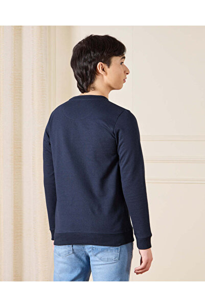 REDTAG Senior Boys Navy Printed Sweatshirt