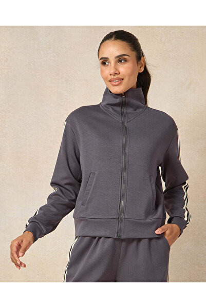 REDTAG Women Grey Tape Detail Active Sweatshirt