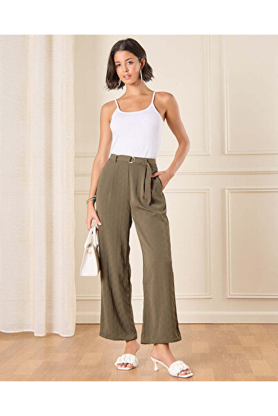 REDTAG Women Plain Olive Casual Trouser