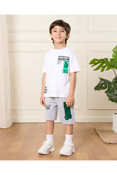 REDTAG Boys Beige Minecraft Print Set (2 Piece)