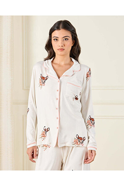 REDTAG Women Ivory Classic Printed Pyjama Set (2 Piece)