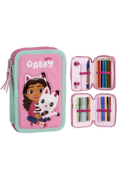 Cerda Equipped pencil case, Gabby's Dollhouse, 2 flaps, 19x12x5