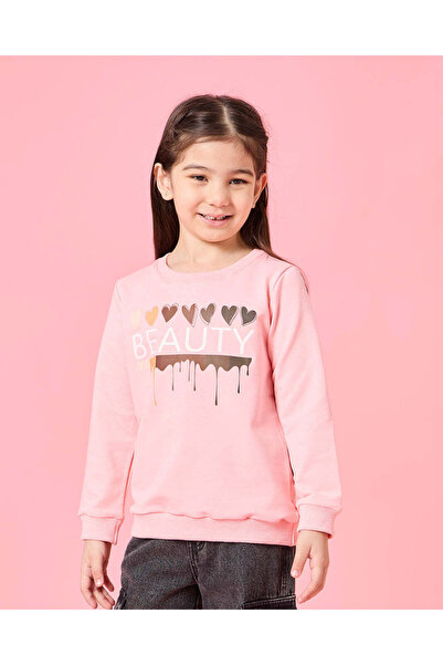 REDTAG Girls Pink Printed Sweatshirt