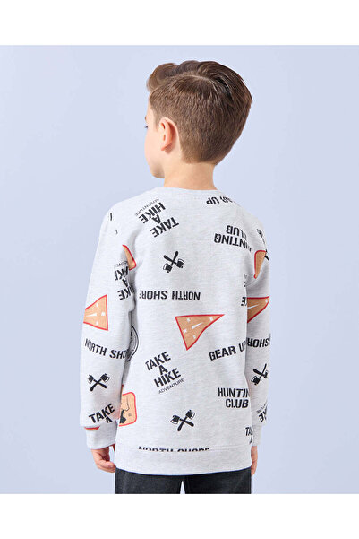 REDTAG Boys Grey Printed Sweatshirt