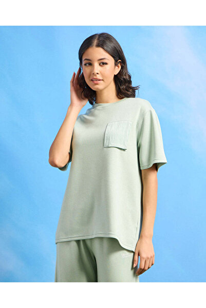 REDTAG Women Mint Crew Neck Active T-Shirt