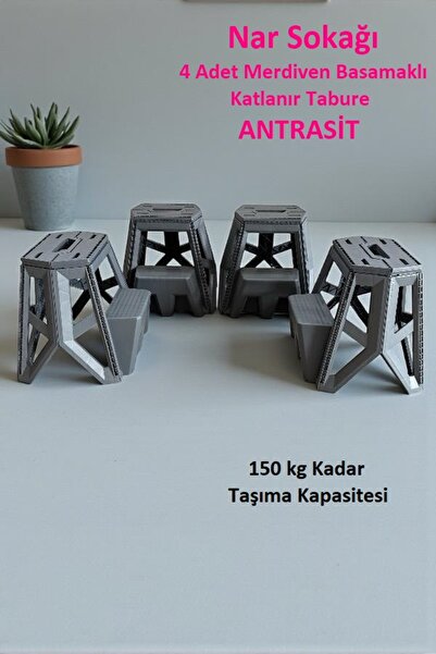 nar sokağı 4 Adet Merdiven Basamaklı Katlanabilir Tank Tabure