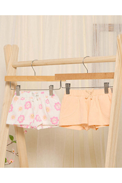 REDTAG ملابس أطفال للبنات باللون الخوخي والأبيض (عبوة من قطعتين)