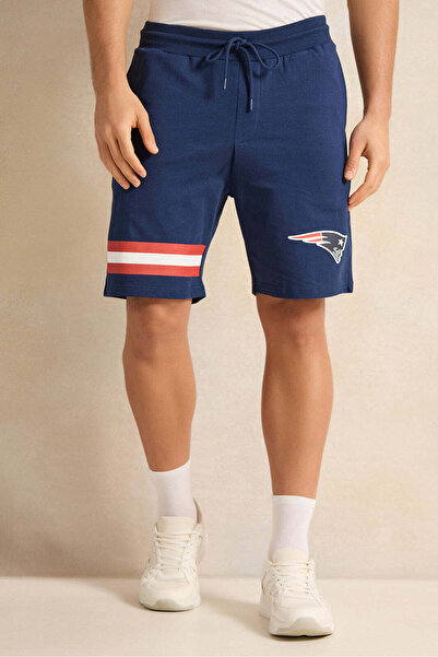 REDTAG Men Navy New England Patriots Lounge Shorts