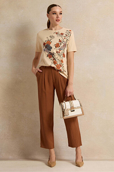 REDTAG Women Brown Straight Fit Trousers