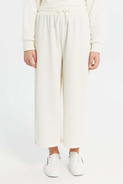 REDTAG Senior Girls Cream Flared Jacquard Pants