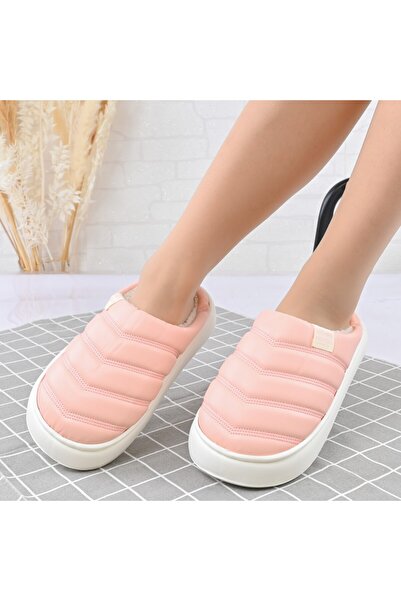 Tmall Papuci de damă, confecționați din piele întoarsă, cu blană, TM1PD1060, roz