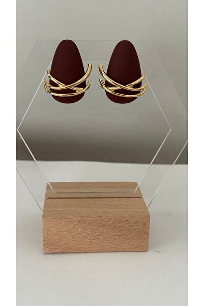 mibrillo Clip-on burgundy drop earrings with gold accents.