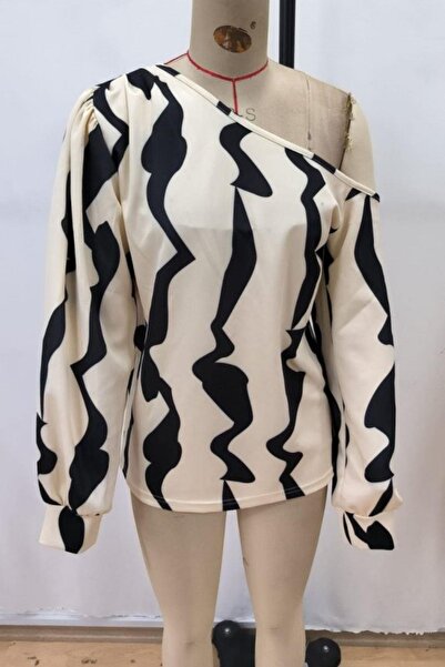 Mossta Μακρυμάνικη μπλούζα Modal με ανοιχτό ώμο - Μπεζ