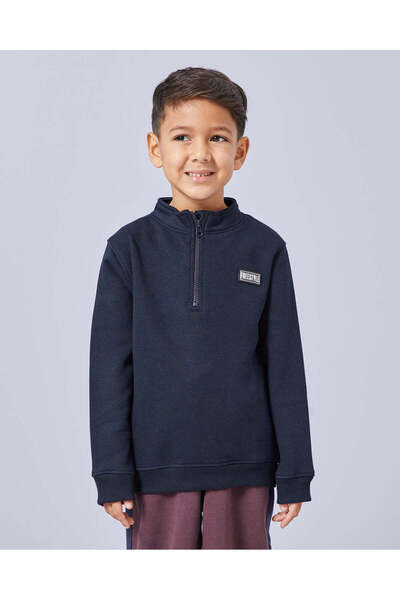 REDTAG Boys Navy Half Zip Sweatshirt