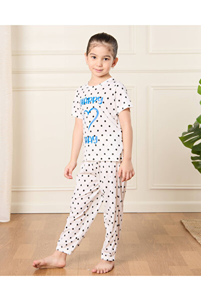 REDTAG Girls White Printed Pyjama Set (2 Piece)