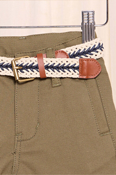 REDTAG Infant Boys Olive Chino Shorts With Belt
