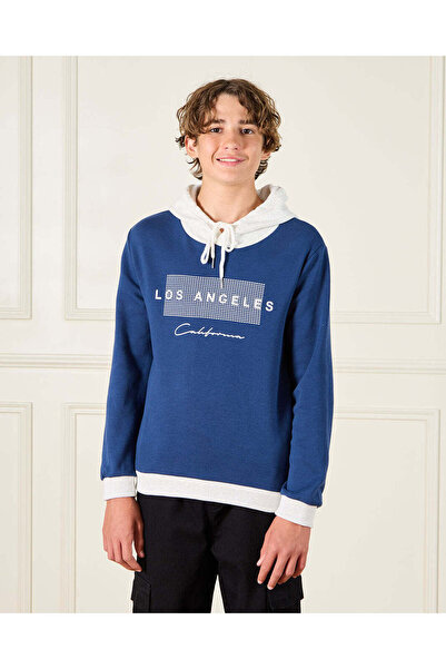 REDTAG Senior Boys Navy Hooded Sweatshirt
