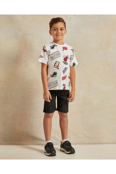 REDTAG Boys Black Solid Denim Shorts