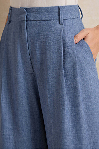 REDTAG Women Blue Straight Fit Trousers