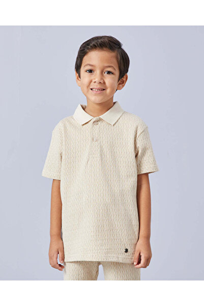 REDTAG Boys Junior Beige Polo With Short Set (2 Piece)