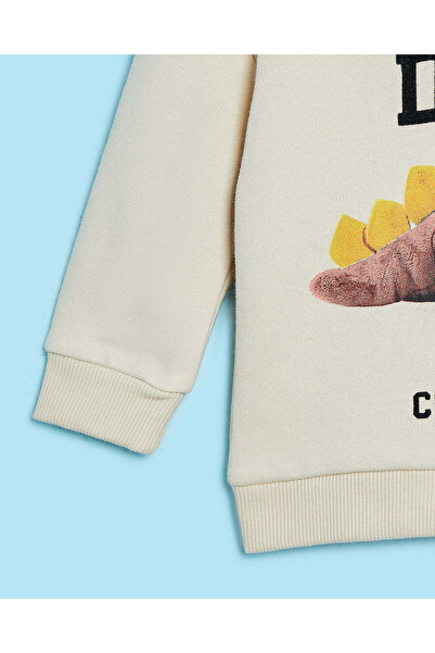 REDTAG Infant Boys Beige Dino Pullover Sweatshirt