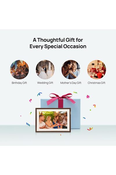 Arzopa WiFi digital photo frame 10.1 inch, 1280x800, 32GB, touchscreen, brown