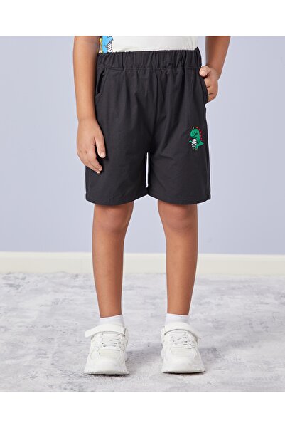REDTAG Boys White T-Shirt & Black Shorts Set (2-Piece)