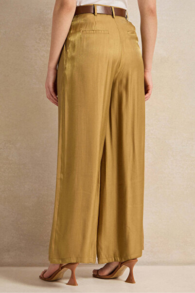REDTAG Women Gold Flared Trousers