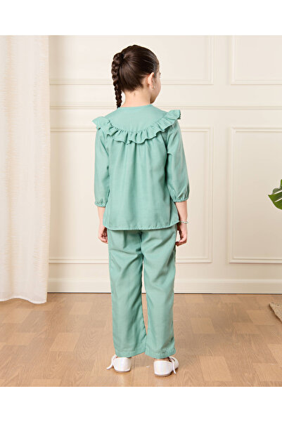 REDTAG Girls Teal Solid Casual Set (2 Piece)