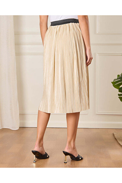 REDTAG Women Gold Pleated Skirt