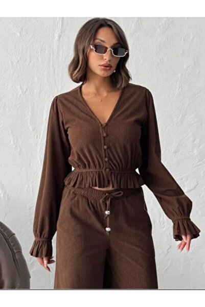 Pelin Jeans Bol Paça Velour Suit (Velvet with Piping)