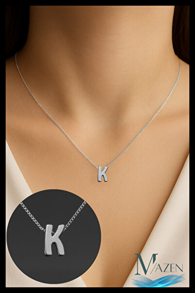MAZEN قلادة على شكل حرف K فضية اللون من بيجوتيري |   تصميم بسيط |   إكسسوار م...