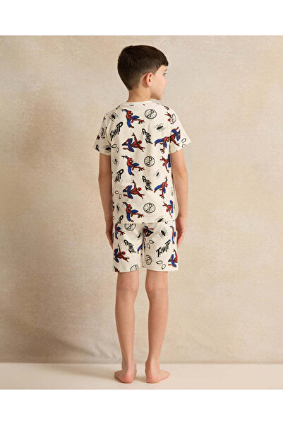 REDTAG Boys White Spiderman Print Pyjama Set (2 Piece)