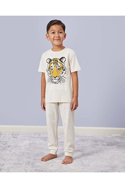 REDTAG Boys Cream Printed Pyjama Set (2 Piece)