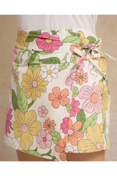 REDTAG Girls White Floral Print Skort
