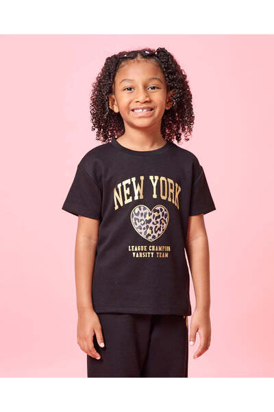 REDTAG Girls Black Printed Casual Set (2 Piece)