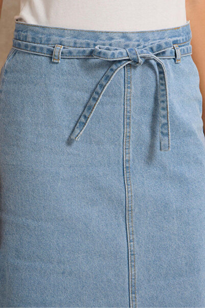 REDTAG Women Blue Denim Straight Skirt