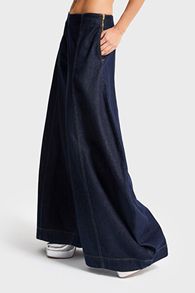 its basic Women's Indigo Color 7W5-50 High Waist Palazzo Balloon Fit 100% Cotton Special Design Denim Jean