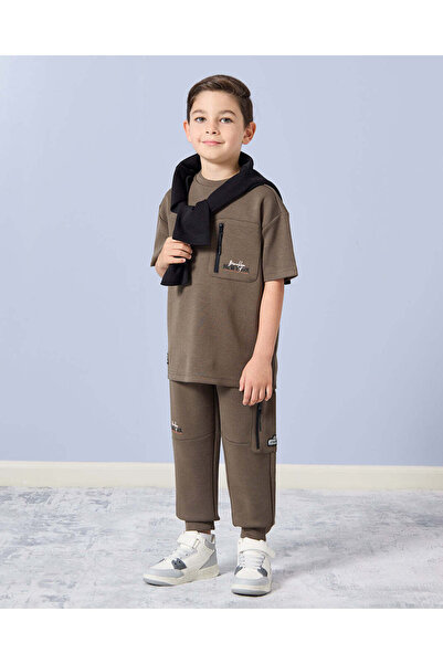 REDTAG Boys Olive Print Active Set (2 Piece)