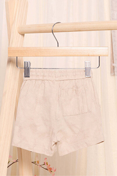 REDTAG Infant Boys Beige Jacquard Shorts