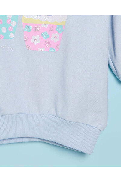REDTAG Infant Girls Blue Cupcake Print Sweatshirt