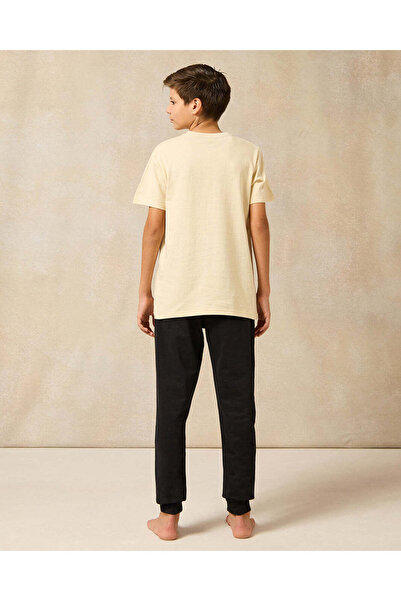 REDTAG Senior Boys Beige And Black Naruto Pyjama Set (2 Piece)