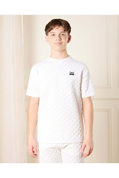 REDTAG Senior Boys White Jacquard Casual Set (2 Piece)