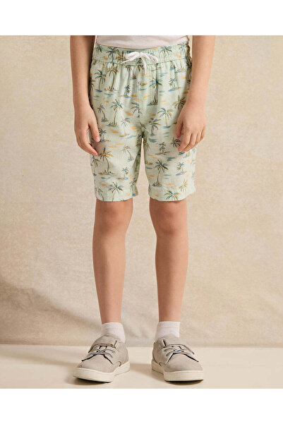 REDTAG Boys Mint Palm Tree Allover Print Shorts