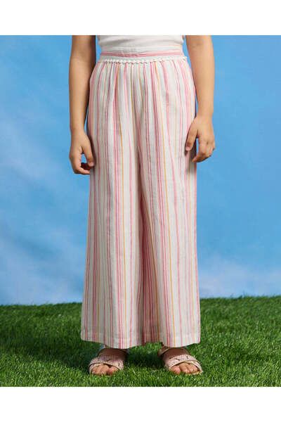 REDTAG بنطلون كاجوال مخطط وردي للبنات